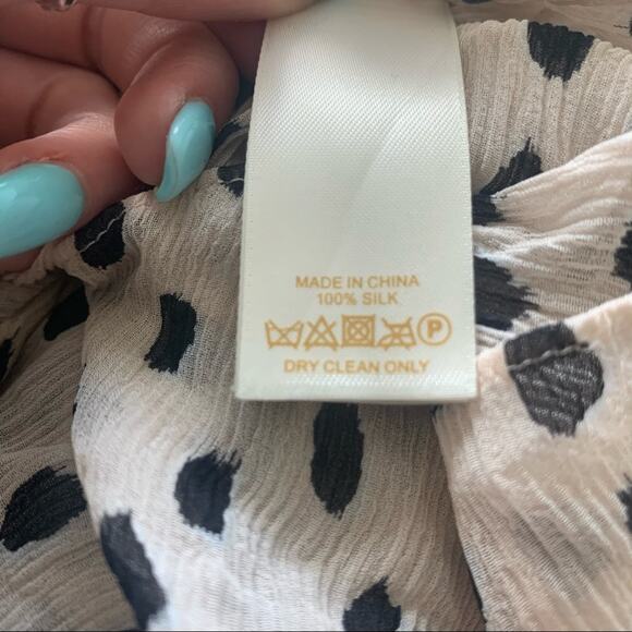 kate spade silk long sleeve polka dot blouse size 2 - Picture 9 of 11